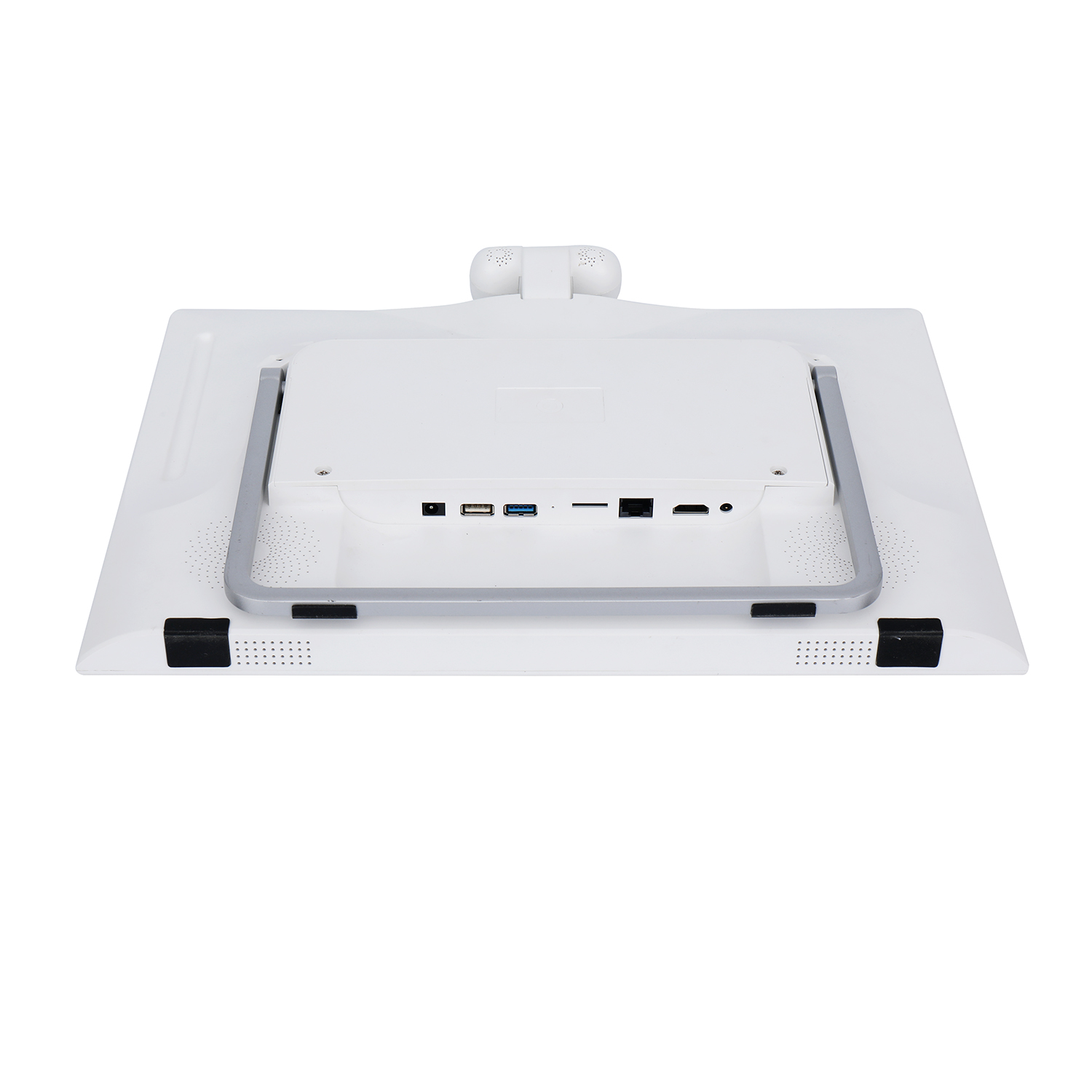 Bottom rear port row of the learning monitor: DC in, USB 2.0, USB 3.0, TF card slot, RJ45 Ethernet, HDMI and audio jack