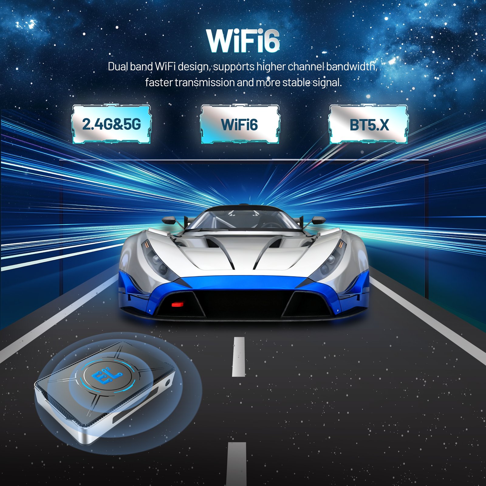 Dual-band WiFi 6 and Bluetooth 5.x