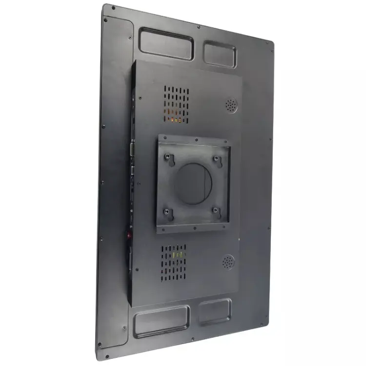 Vertical rear view of wall mount touch panel PC