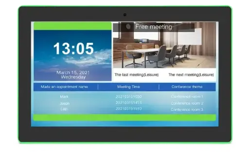 Meeting Room Touch Panel with LED Status Strips — Wall-Mounted Android AIO